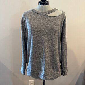 LNA Gray Long Sleeve Lightweight Shirt/Sweatshirt Open Shoulder - women's large